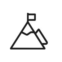 Simple Line Drawing Mountain with Flag Peak Icon Graphic Element vector