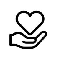 Simple Outline Heart in Hand Caring Gesture Symbol Icon Element vector