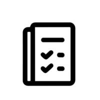 Black Outline Minimalist Checklist Document with Checkmark Icon Symbol vector
