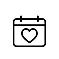 Simple Outline Heart Decorated Calendar Date Event Appointment Icon Graphic vector