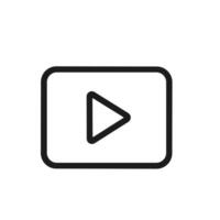 Simple Lineart Play Button with Rounded Rectangle Shape for Interface Icon vector