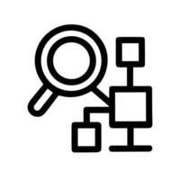 Simple Outline Magnifying Glass Data Structure Analysis Search Icon vector