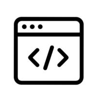 Simple Outline Coding Window Icon Illustration for Website Development vector