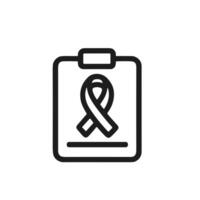 Simple Outline Clipboard with Cancer Awareness Ribbon Medical Report vector