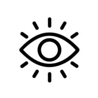 Simple Line Art Eye with Rays Light Outline Shape Icon vector