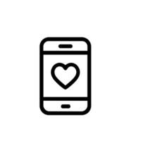 Simple Outline Mobile Phone with Heart Shape Symbol Application Icon vector