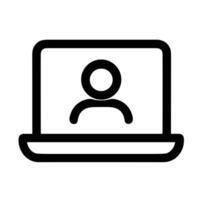 Minimalist Outline Laptop User Profile Display Symbol Sign Icon Illustration vector