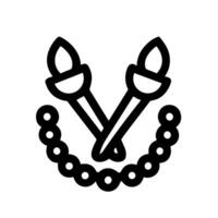 Simple Lineart Torch Emblem with Laurel Wreath Illustration Symbol vector