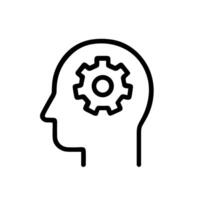 Outline Lineart Gear Inside Head Symbol Abstract Thought Process Icon vector