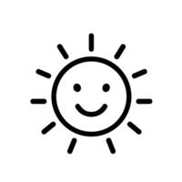 Minimalist Outline Smiling Sun Shape with Rays Weather Icon Design vector