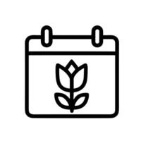 Simple Outline Style Calendar with Tulip Flower Decoration Icon Design vector