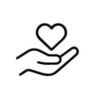 Outline Handdrawn Heart On Palm Shape Line Icon Design Element vector