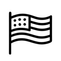 Outline Simple United States Flag Icon on Pole Symbol Element vector