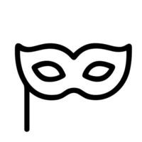 Outline Simple Black Masquerade Mask on a Stick Line Icon Symbol vector