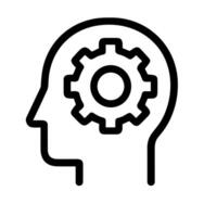 Minimalist Line Head with Gear Brain Idea Innovation Creative Icon vector