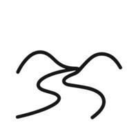 Simple Outline Wavy River Between Hills Landscape Graphic Element vector