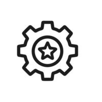 Minimalist Outline Star Gear Symbol Setting Technology Simple Icon vector