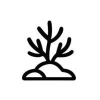 Simple Black Line Small Tree Sprout Seedling on Soil Illustration vector