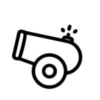 Simple Line Art Cannon Military Weapon Icon in Outline Style vector