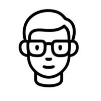 Simple Outline Head and Shoulder with Glasses Portrait Illustration Icon vector