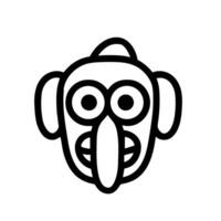 Minimalist Line Art Grotesque Character Face Mask Icon Illustration vector