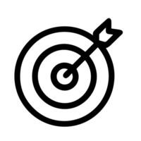Simple Line Arrow Through Center Target Goal Achievement Icon vector
