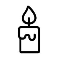 Outline Simple Single Candle with Flame Burning Line Art Icon vector