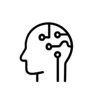 Simple Line Drawing Artificial Intelligence Head with Circuit Design Illustration vector