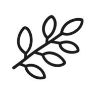 Minimalist Line Art Delicate Branch with Leaves Natural Element Graphic vector