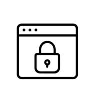 Minimalist Outline Lock in Web Browser Icon Symbol for Security vector