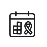 Simple Outline Calendar with Ribbon Awareness Symbol Event Date Icon vector