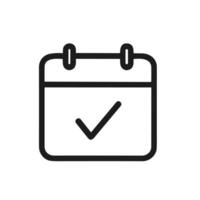 Simple Outline Calendar Checkmark Event Planning Schedule Icon Graphic Element vector