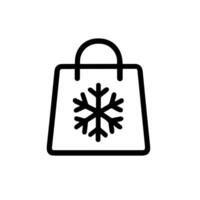 Outline Minimalist Snowflake Shopping Bag Linear Style Store Icon vector