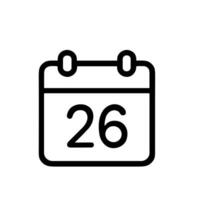 Minimalist Outline Calendar with Number 26 for Date Reminder Icon vector