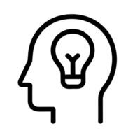 Simple Line Icon Head with Lightbulb Symbol for Idea Concept vector