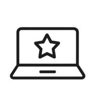 Simple Outline Laptop Star Display Interface User Rating Interface Icon vector