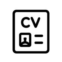 Simple Outline Curriculum Vitae Document with Picture Icon Symbol vector