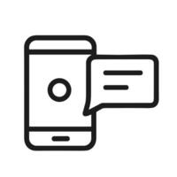 Minimalist Outline Mobile Phone Message Bubble Communication Technology Icon vector
