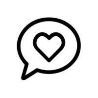 Simple Line Art Love Heart in Speech Bubble Message Icon vector