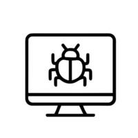 Simple Line Art Computer Bug Virus Threat Protection Icon Design vector