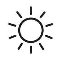 Minimalist Outline Sun Illustration with Rays Shape Icon for Weather Forecast vector