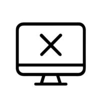 Simple Outline Desktop Computer Screen Display Error Sign Icon Symbol vector