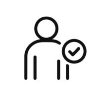 Simple Outline Person Account with Checkmark Sign User Interface Icon vector
