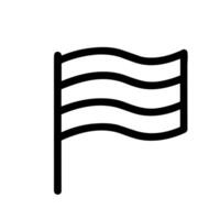Minimalist Outline Simple Striped Waving Flag Sign Shape Icon vector