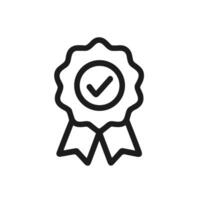 Handdrawn Outline Award Ribbon Checkmark Badge Guarantee Icon Element vector