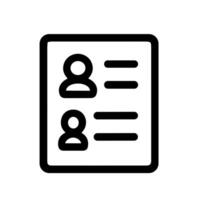 Simple Line Style Contact List Icon with People on Document vector