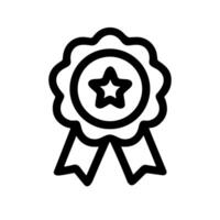 Outline Simple Badge Award with Ribbon Star Icon Symbol Graphic vector