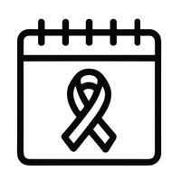 Outline Simple Calendar with Ribbon Symbol Healthcare and Awareness Icon vector