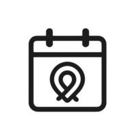 Simple Line Calendar with Location Marker Shape for Appointment Icon vector