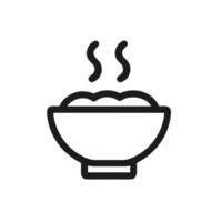 Simple Line Art Bowl with Steaming Food Illustration Graphic Element vector